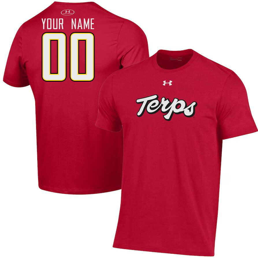 Custom Maryland Terrapins Name And Number College Tshirt-Red - Click Image to Close